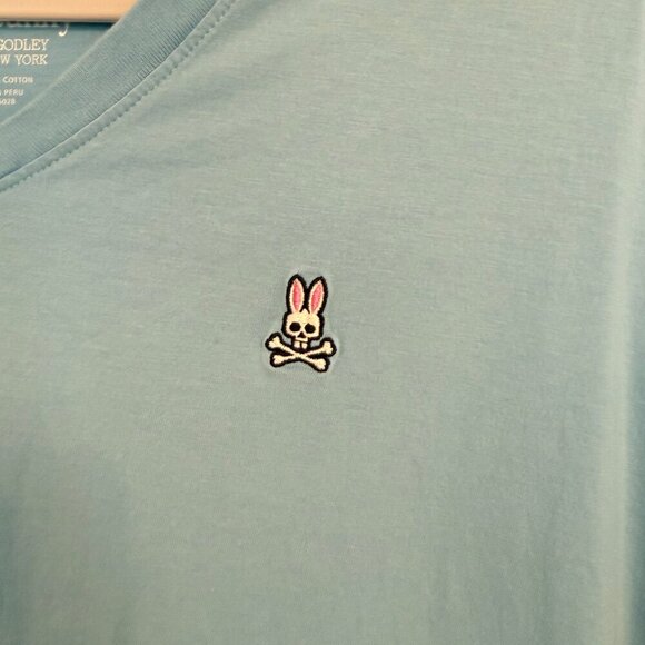 👕 Psycho Bunny Light Blue V-Neck Tee (Size XL) - Picture 3 of 4